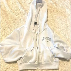 White Cropped Los Angeles Hoodie